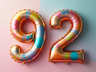 Gold Foil Balloon Number Ninety Two