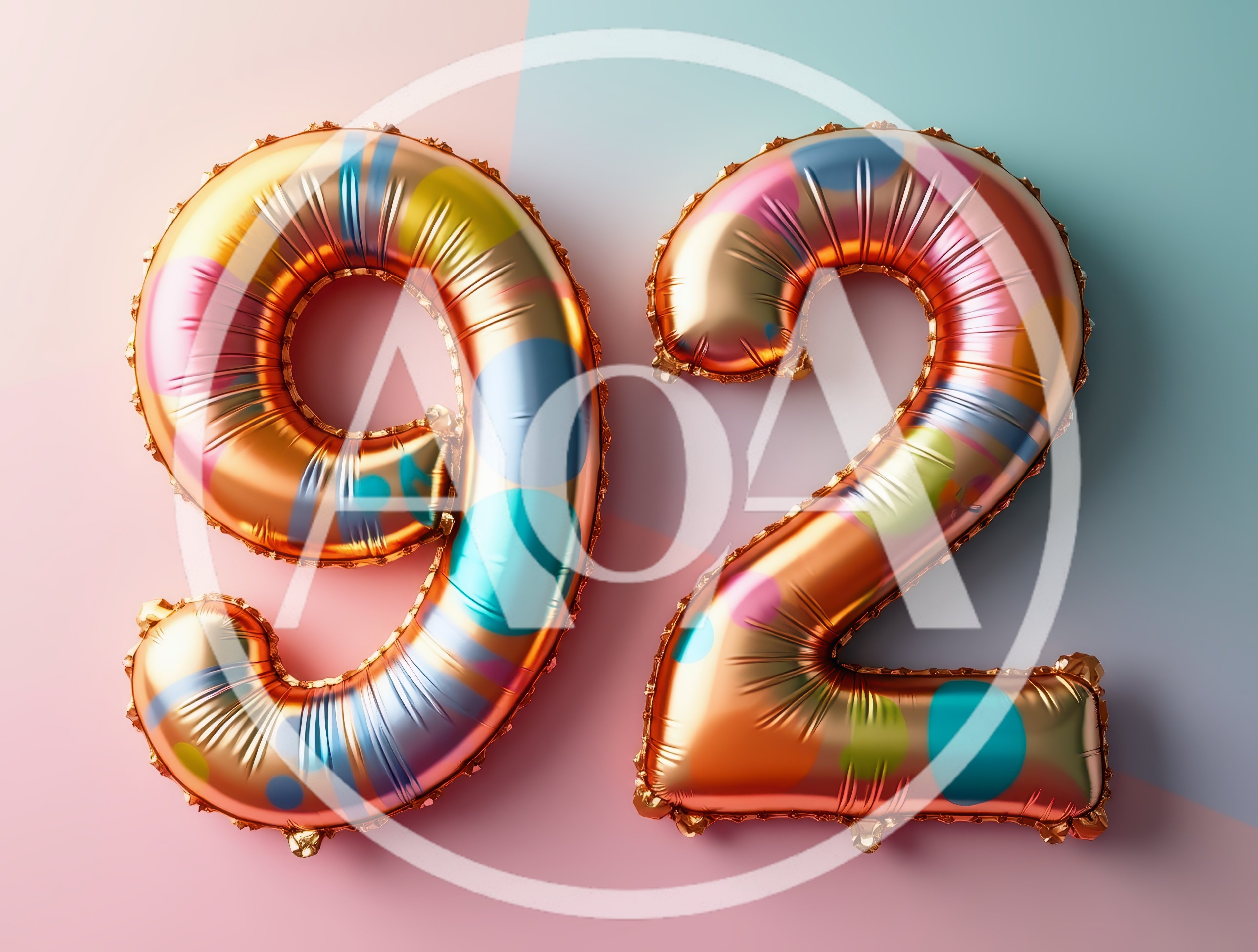 Gold Foil Balloon Number Ninety Two