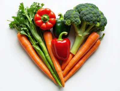 Fresh Vegetables Arranged In A Heart Shape