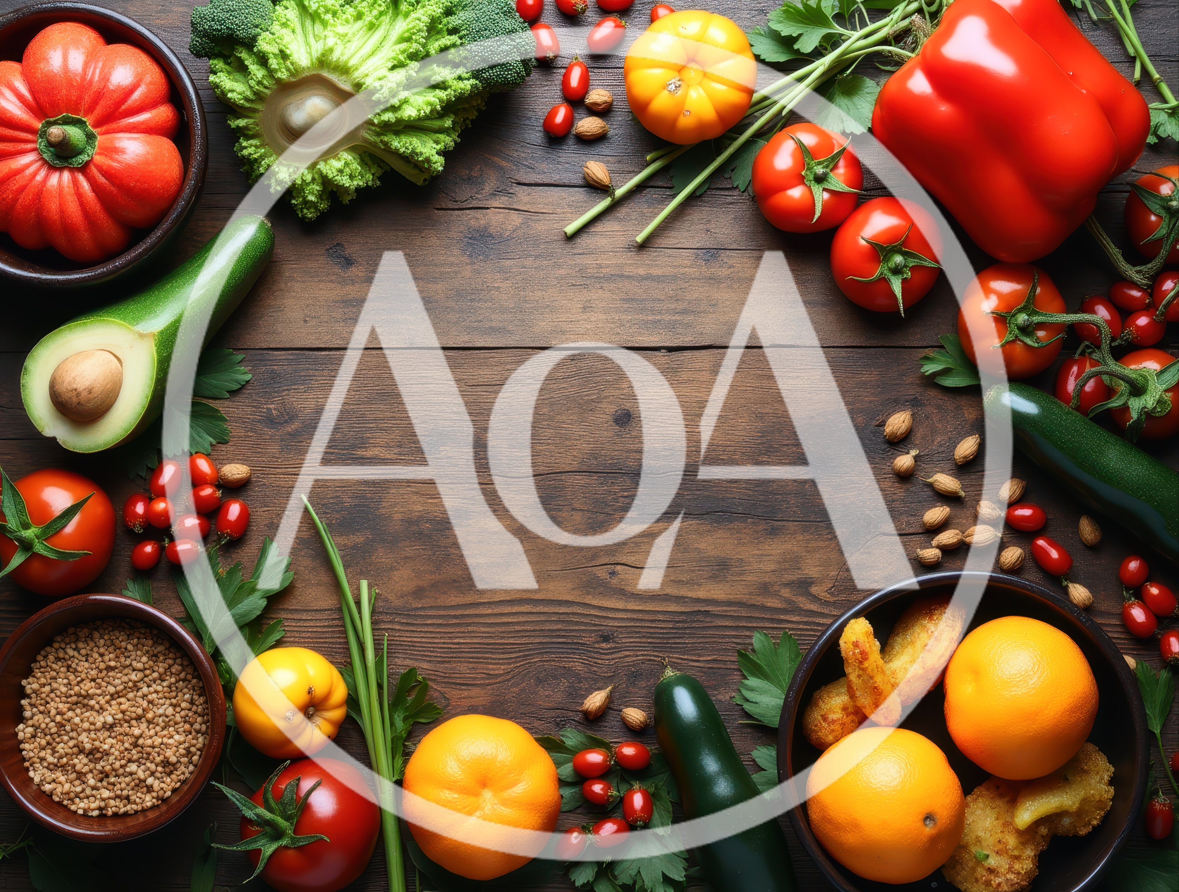 Fresh Vegetables and Fruits Arranged on Wooden Table