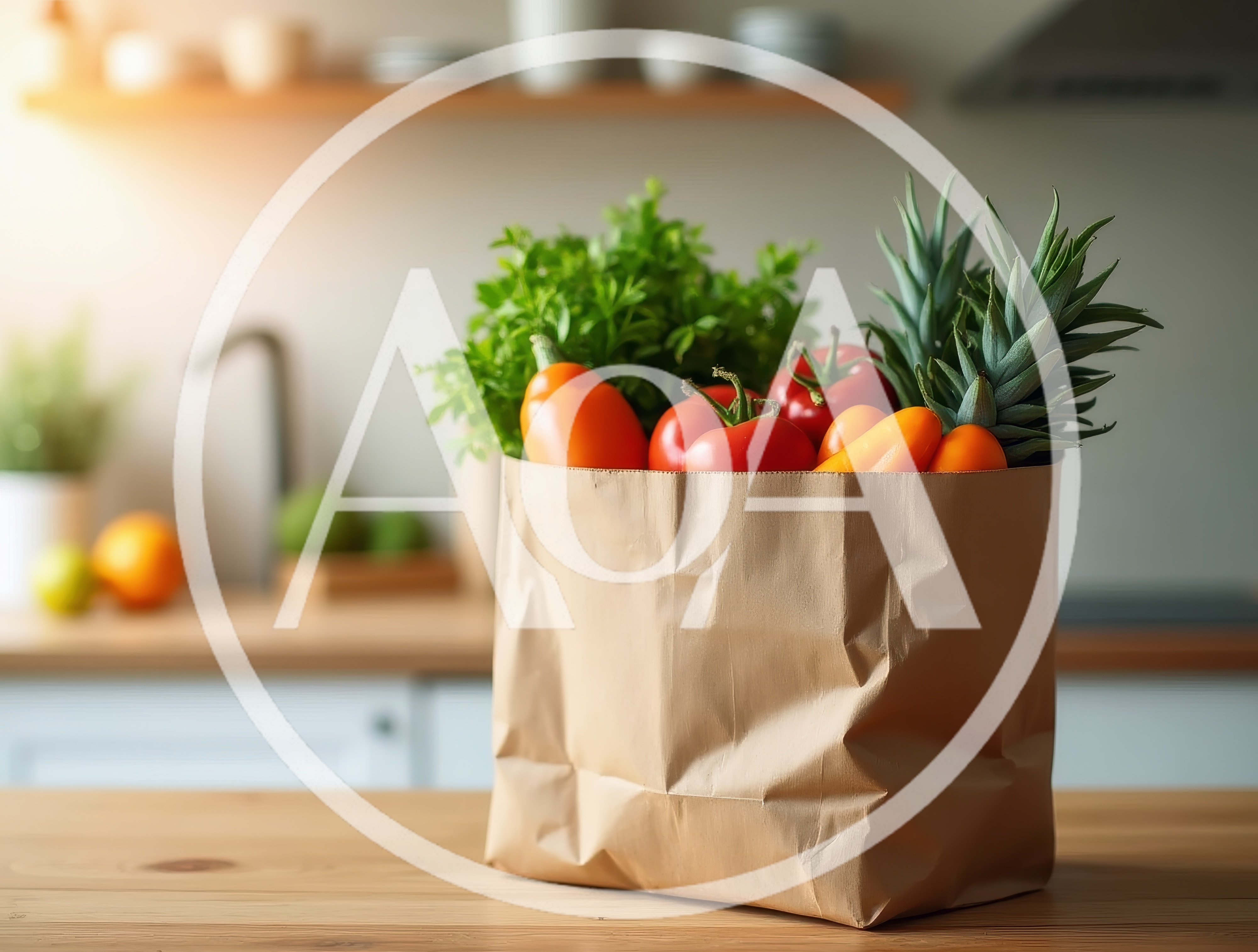 Paper Grocery Bag Filled With Fresh Produce