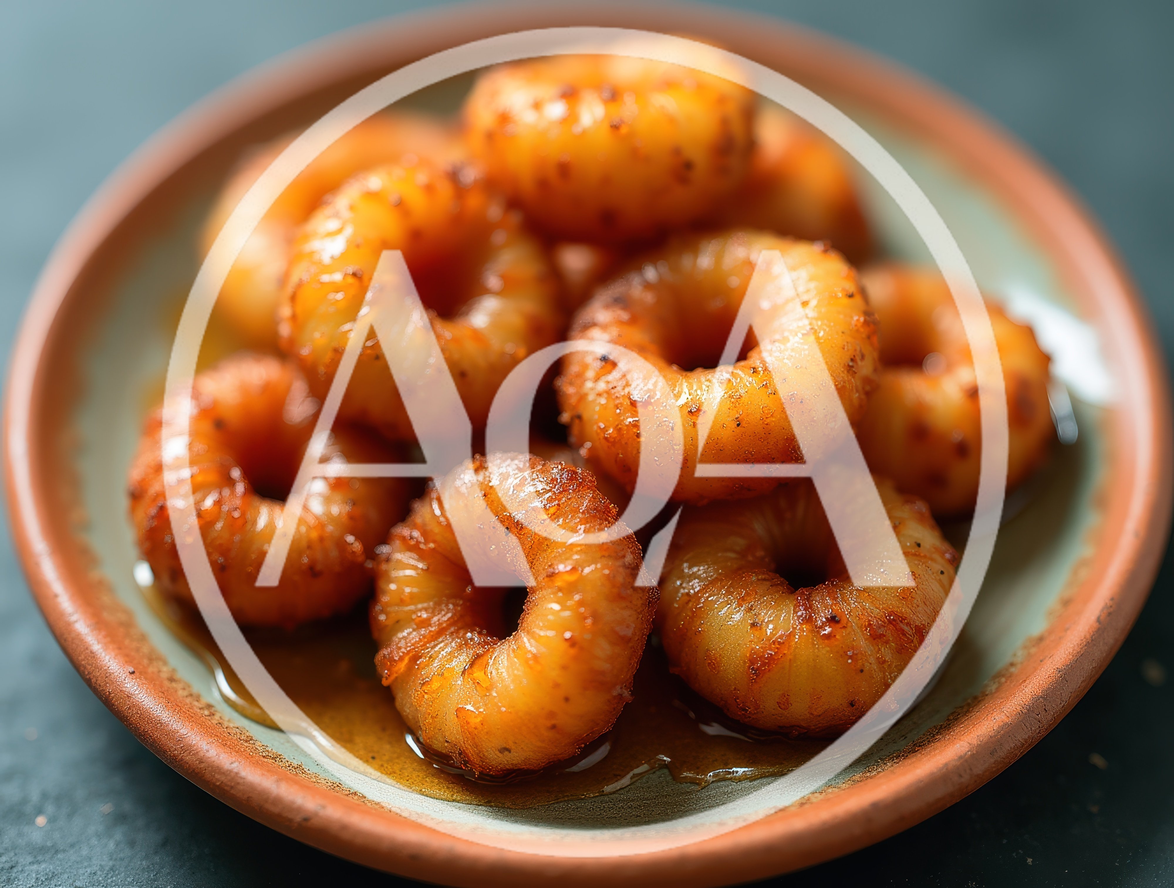 Glazed Savory Onion Rings on Ceramic Plate