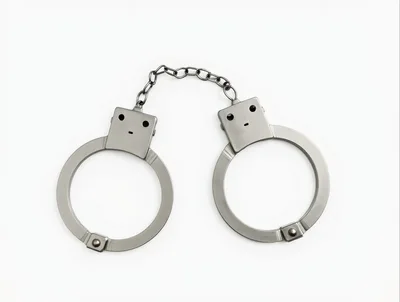 Metal Handcuffs Isolated On A White Background