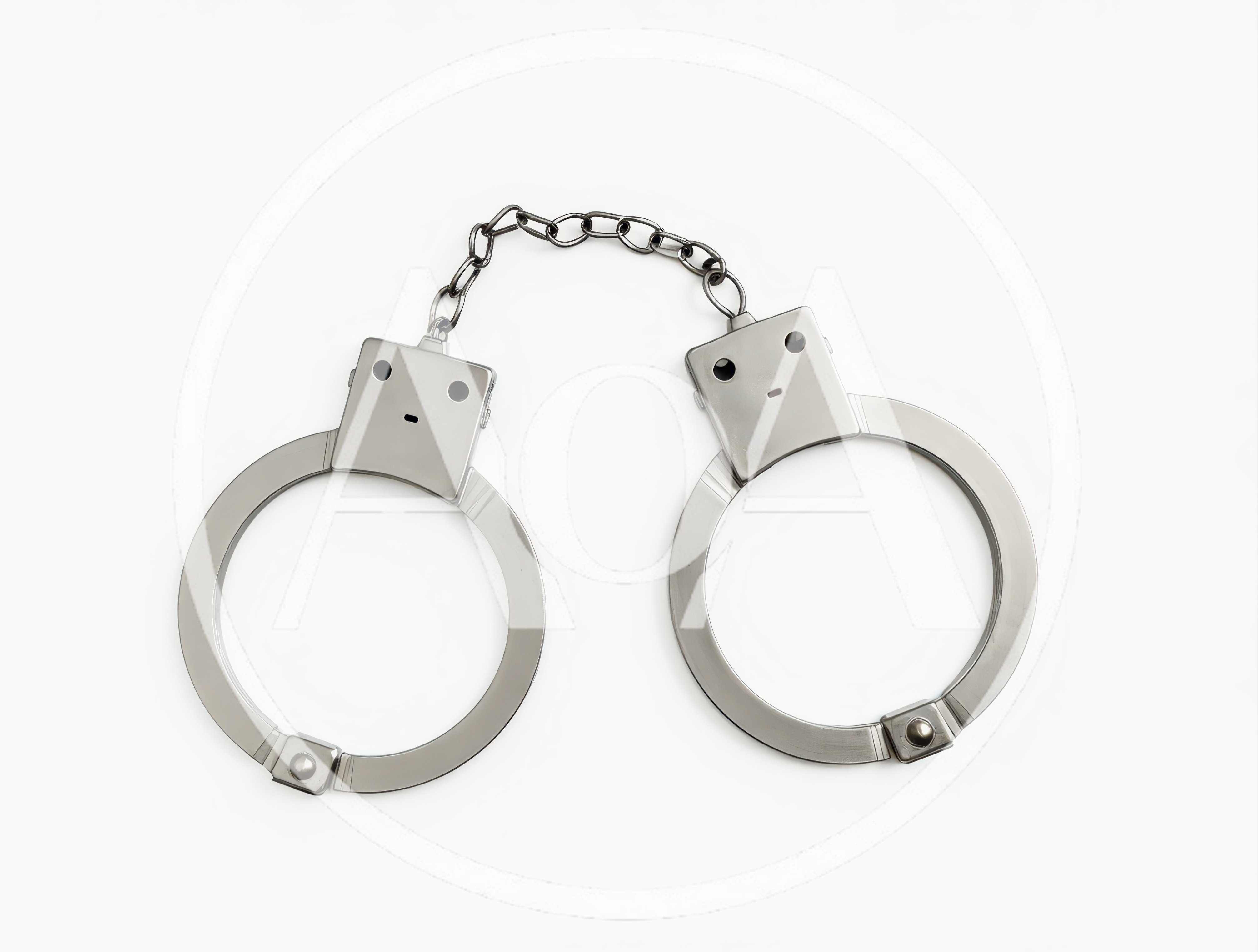 Metal Handcuffs Isolated On A White Background