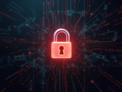 Glowing Digital Padlock Symbolizing Cybersecurity Data Protection