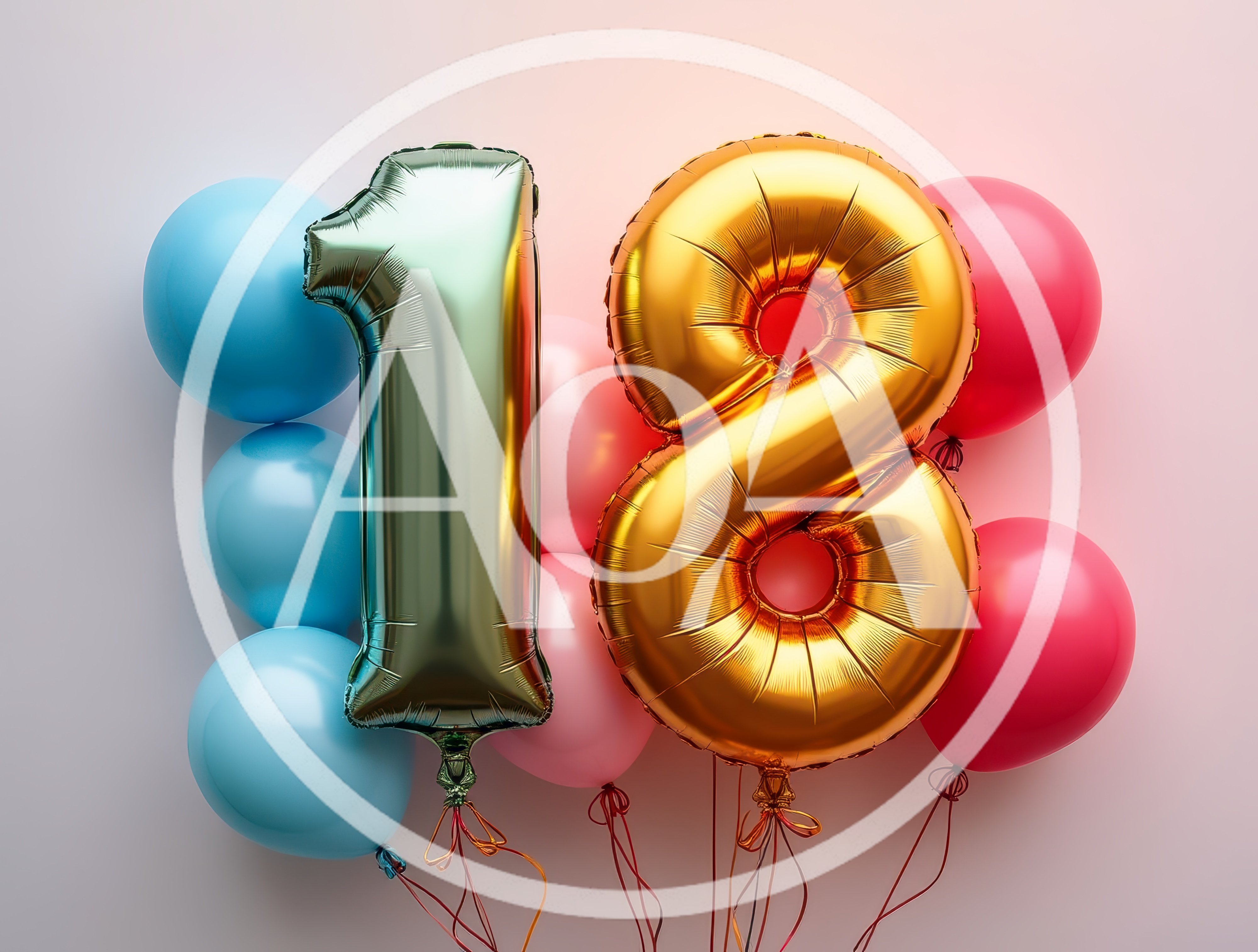 Gold and Green Number Eighteen Balloons