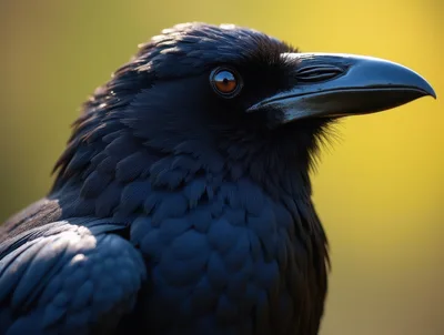 Close Up Portrait Of A Black Raven