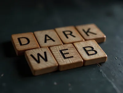 Wooden Scrabble Tiles Spelling Dark Web