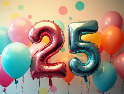 Number 25 Foil Balloons for Birthday Celebration
