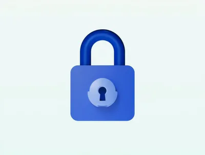 3D Rendered Blue Padlock Icon