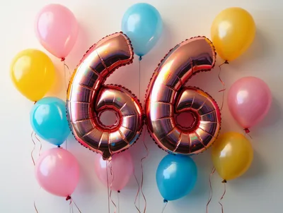Rose Gold Number Sixty Six Balloons