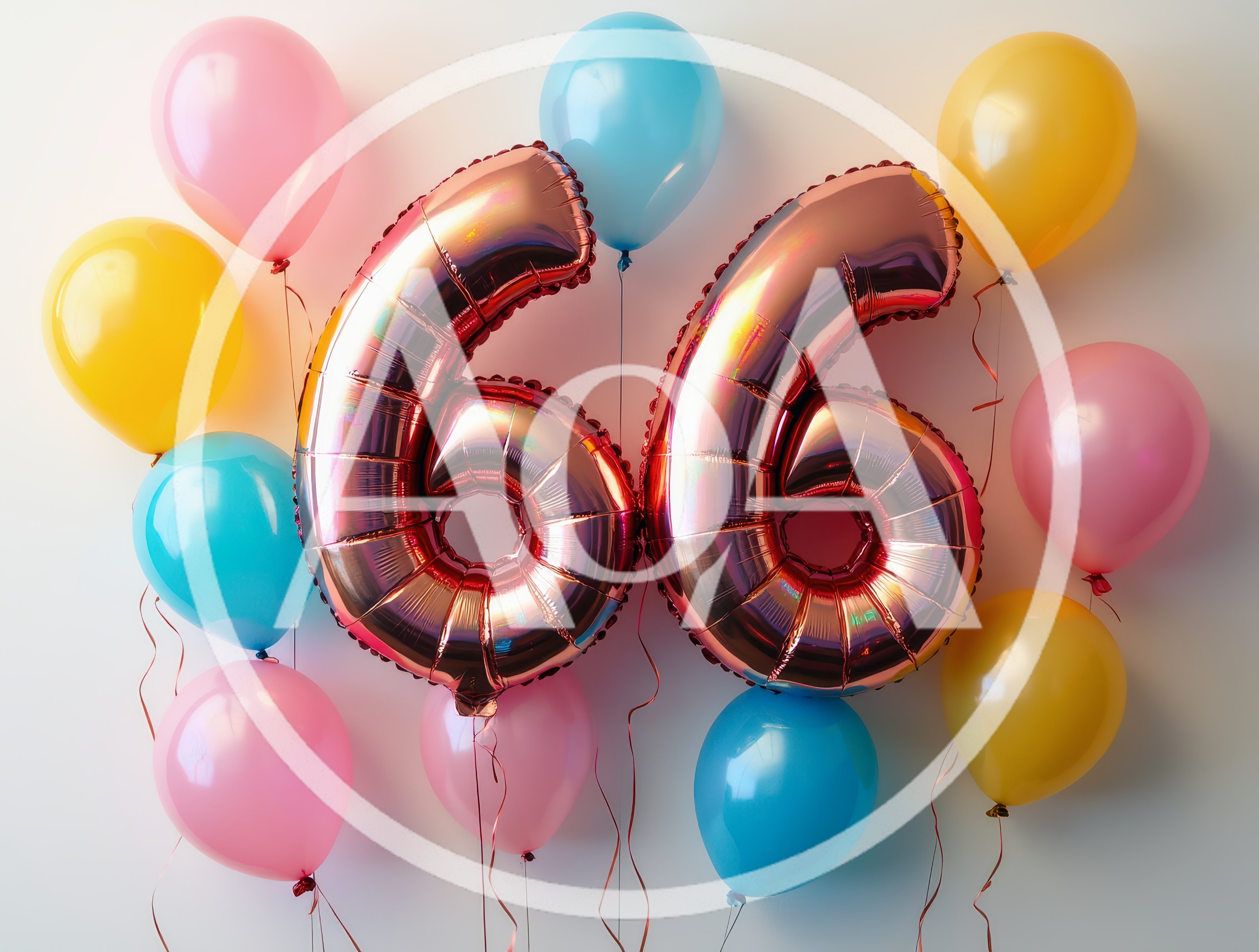 Rose Gold Number Sixty Six Balloons