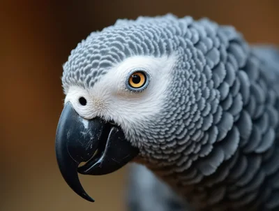 Close Up Portrait Of An African Grey Parrot