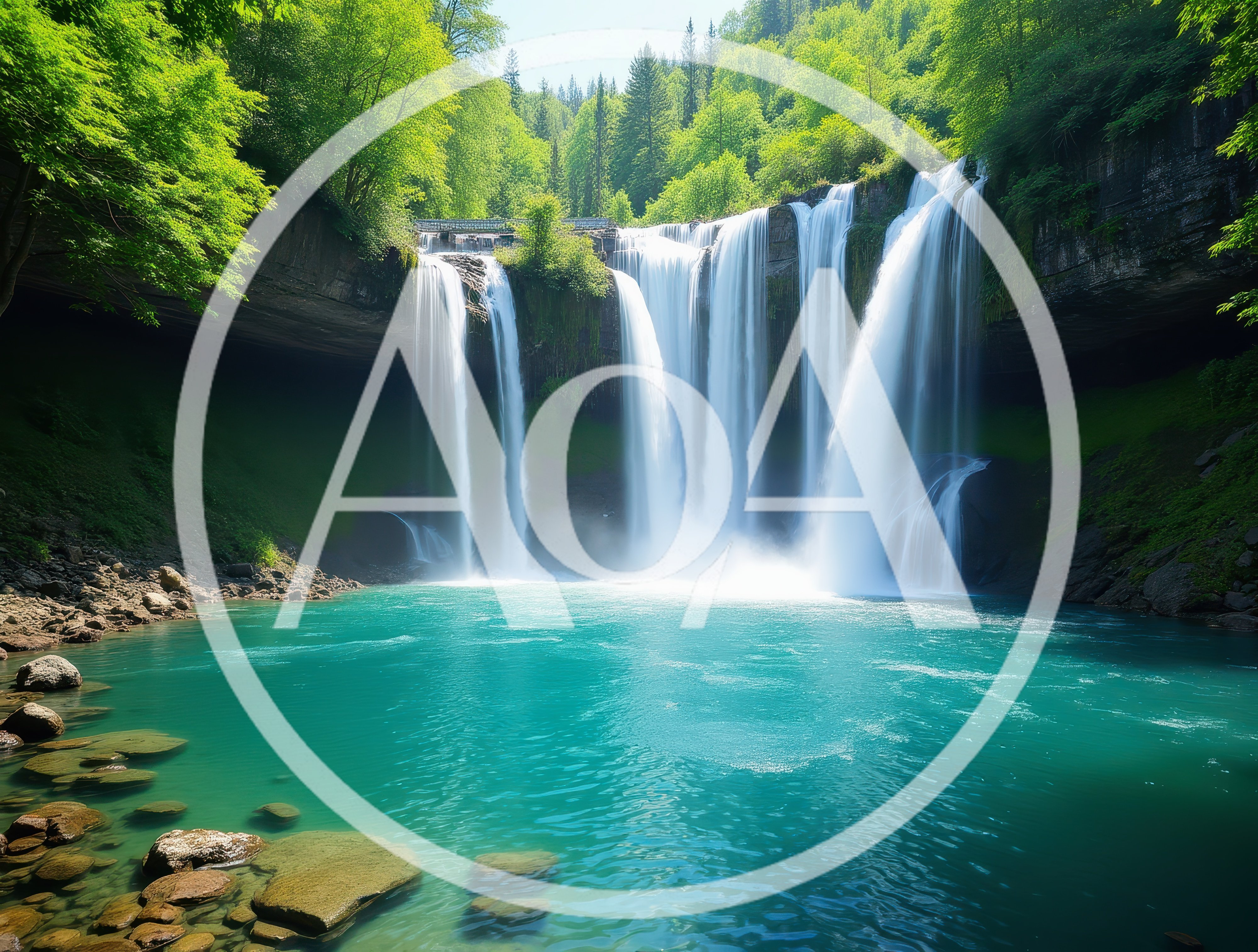 Majestic Waterfall Cascading Into A Turquoise Pool