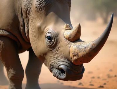 Close Up Portrait Of A Rhinoceros