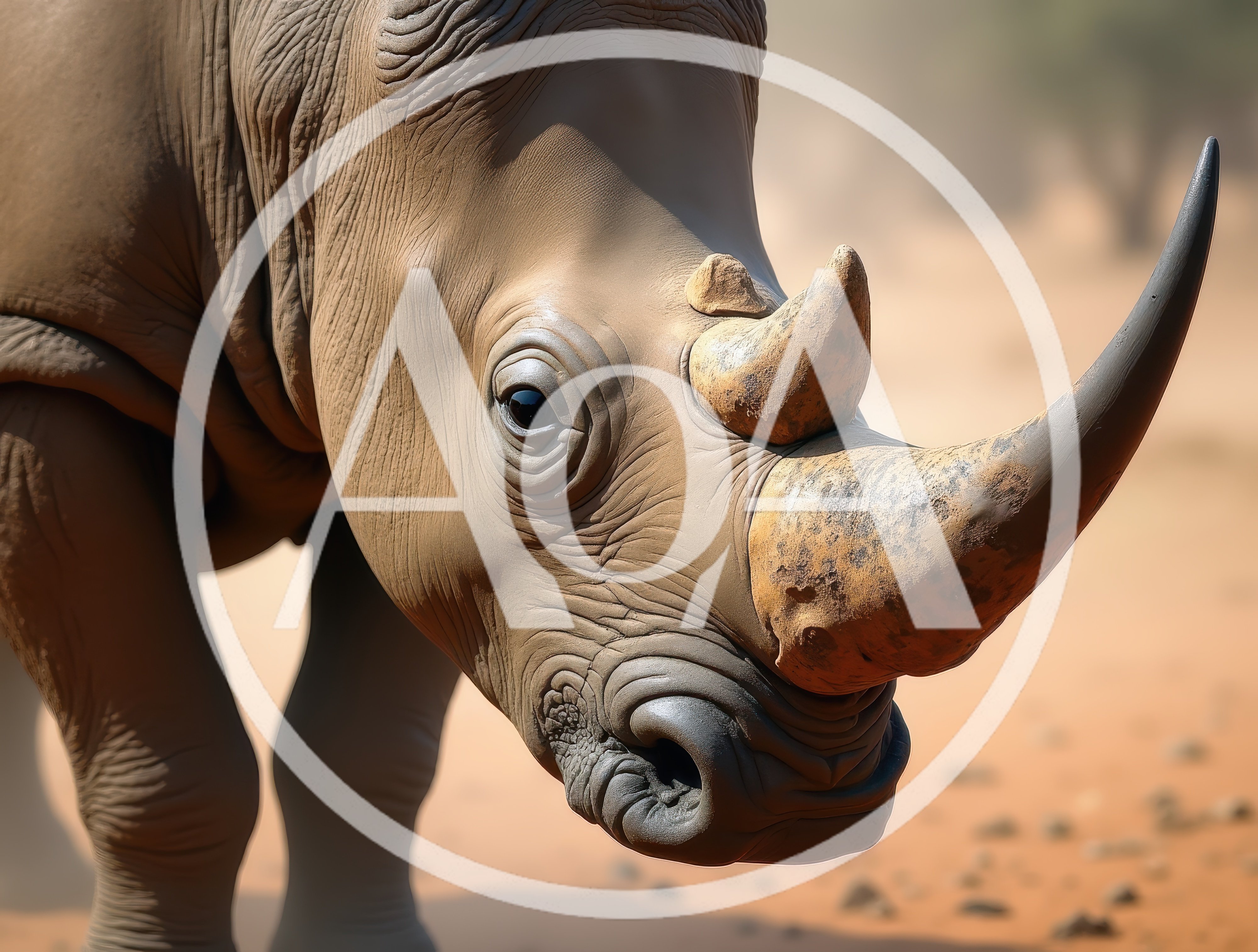Close Up Portrait Of A Rhinoceros