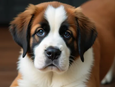 Close Up Portrait Of A Saint Bernard Puppy