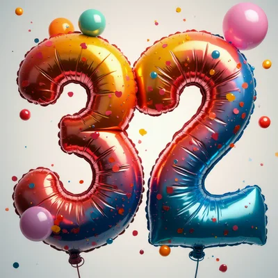 32 Number Foil Balloons for Birthday Celebration