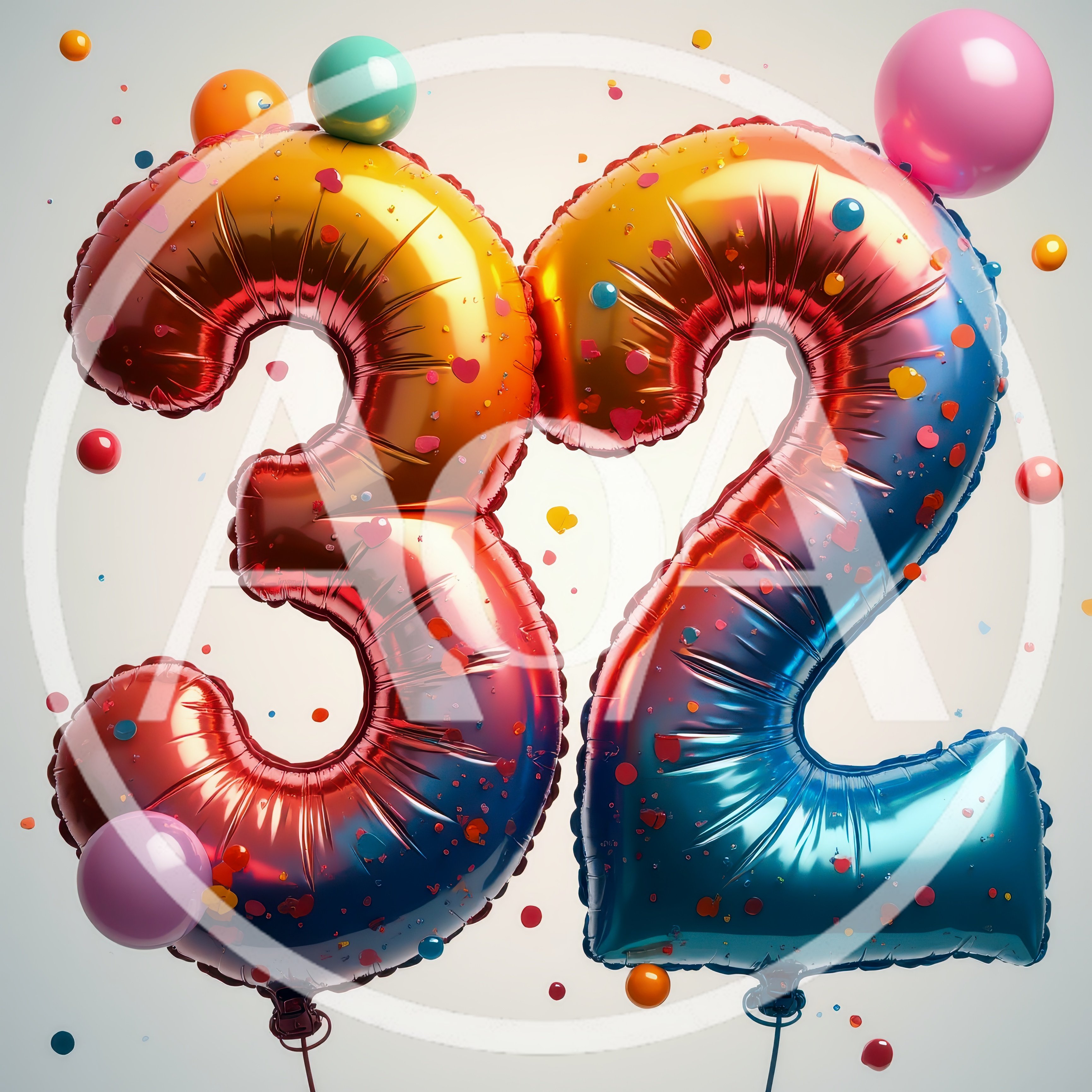 32 Number Foil Balloons for Birthday Celebration