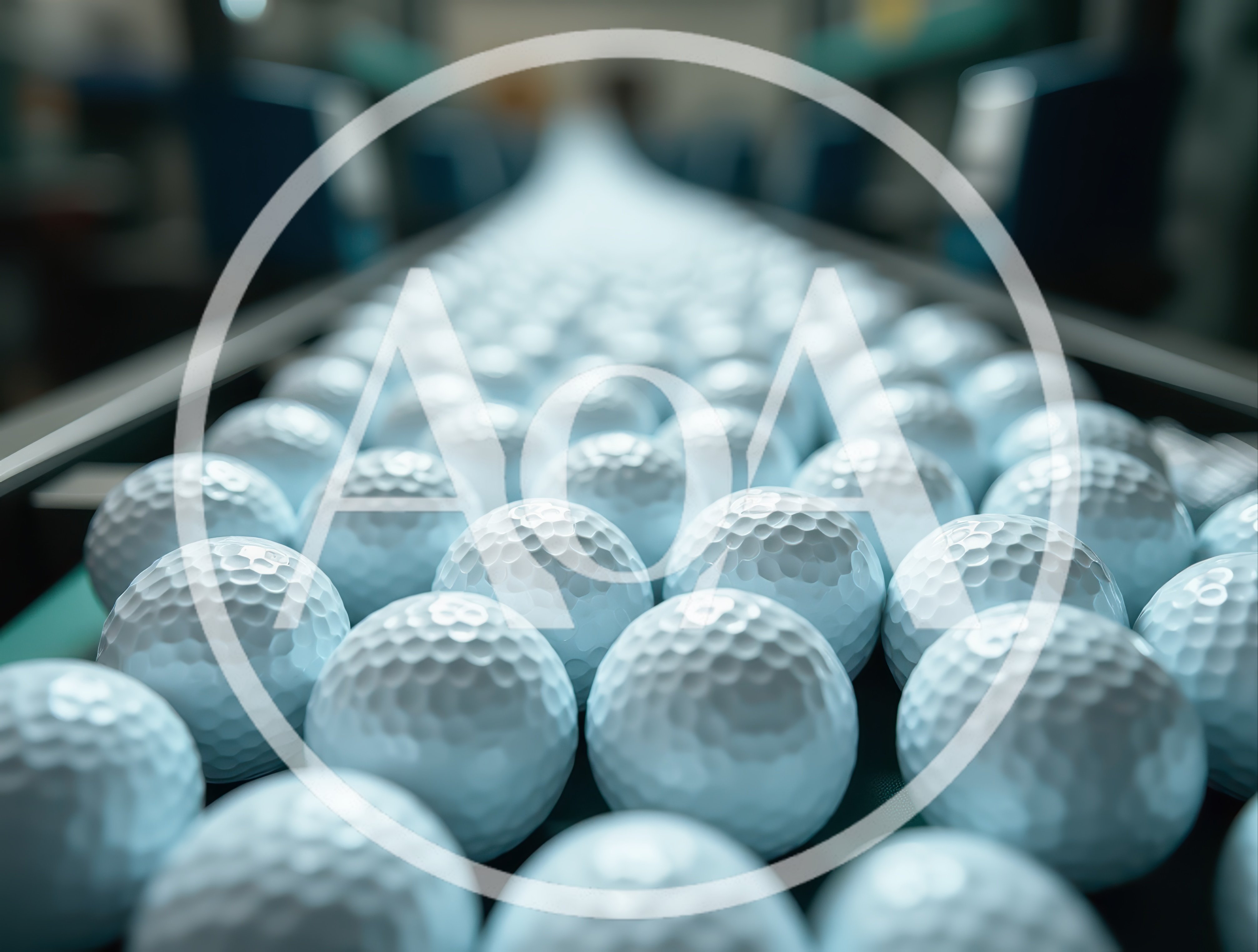Golf Balls Moving Along An Industrial Conveyor Belt