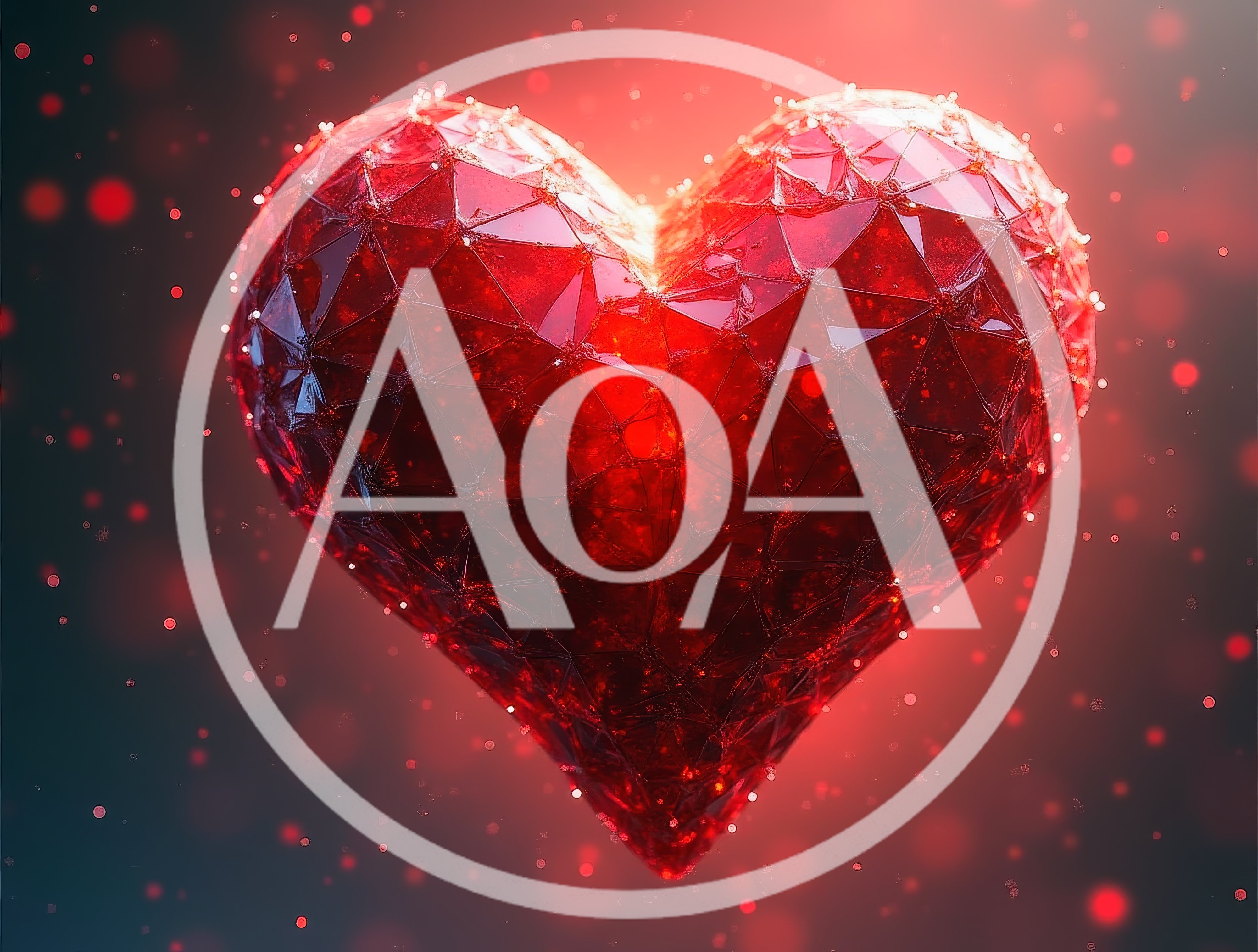 Glowing Low Poly Red Crystal Heart