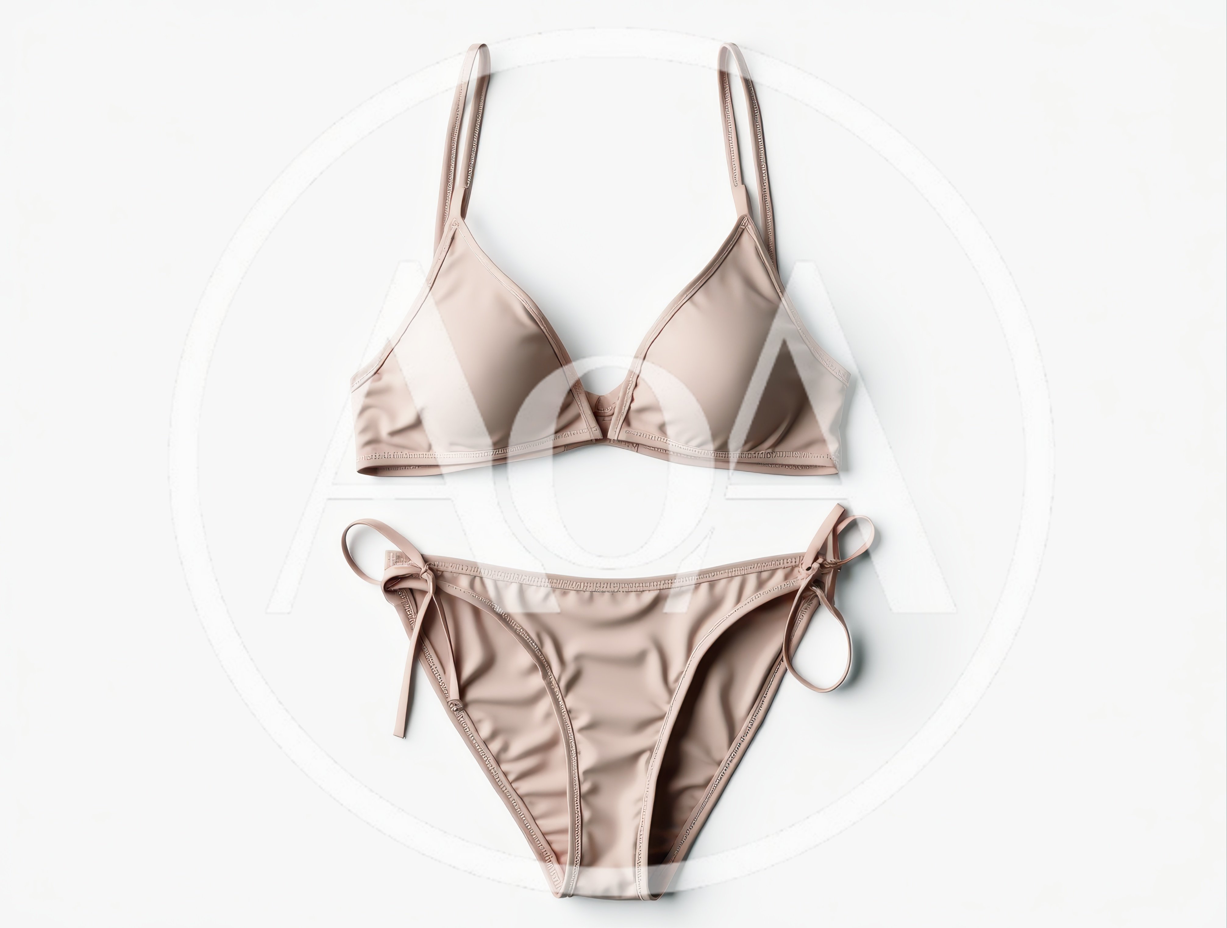 Beige Bikini Set On White Background