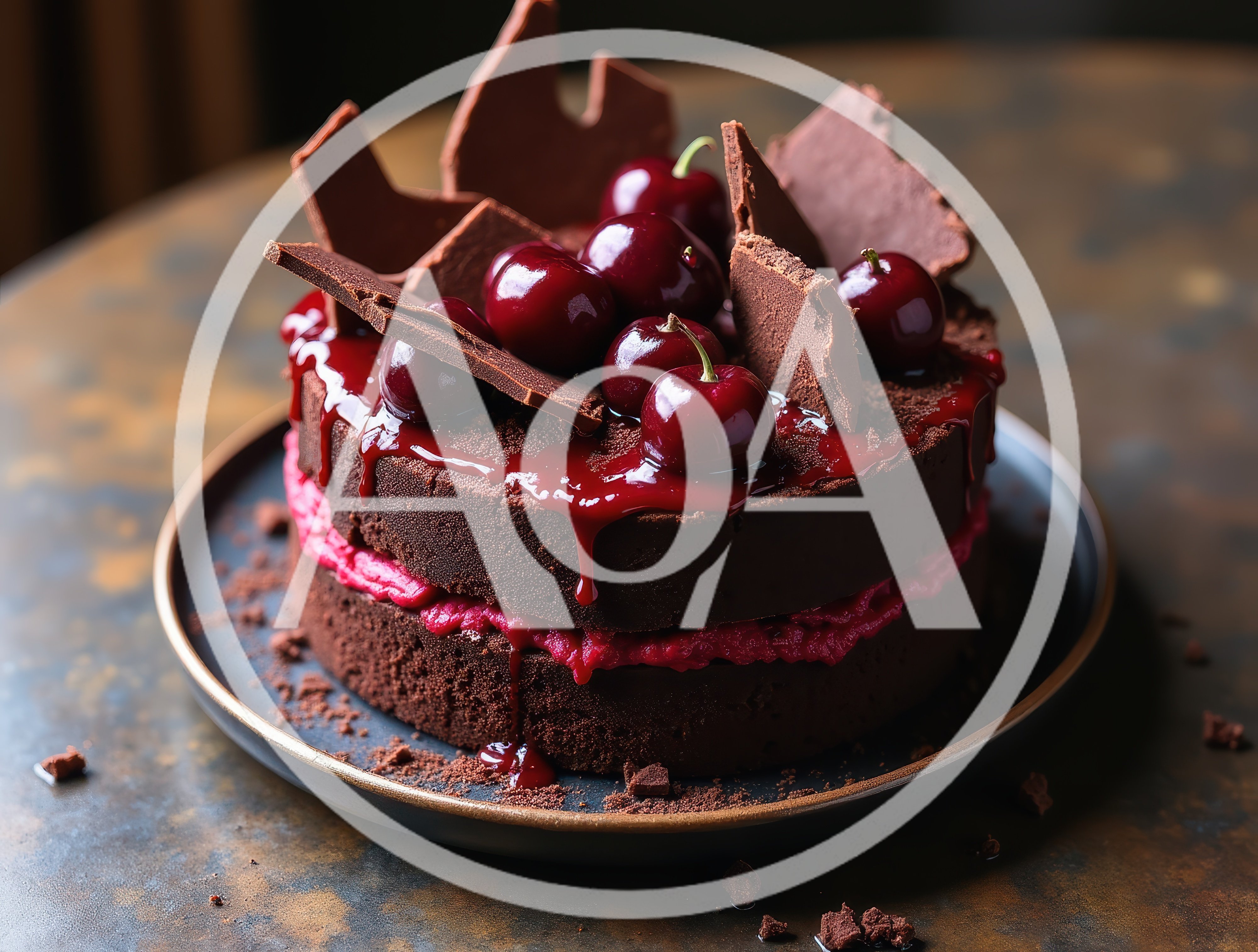 Decadent Chocolate Layer Cake With Fresh Cherries