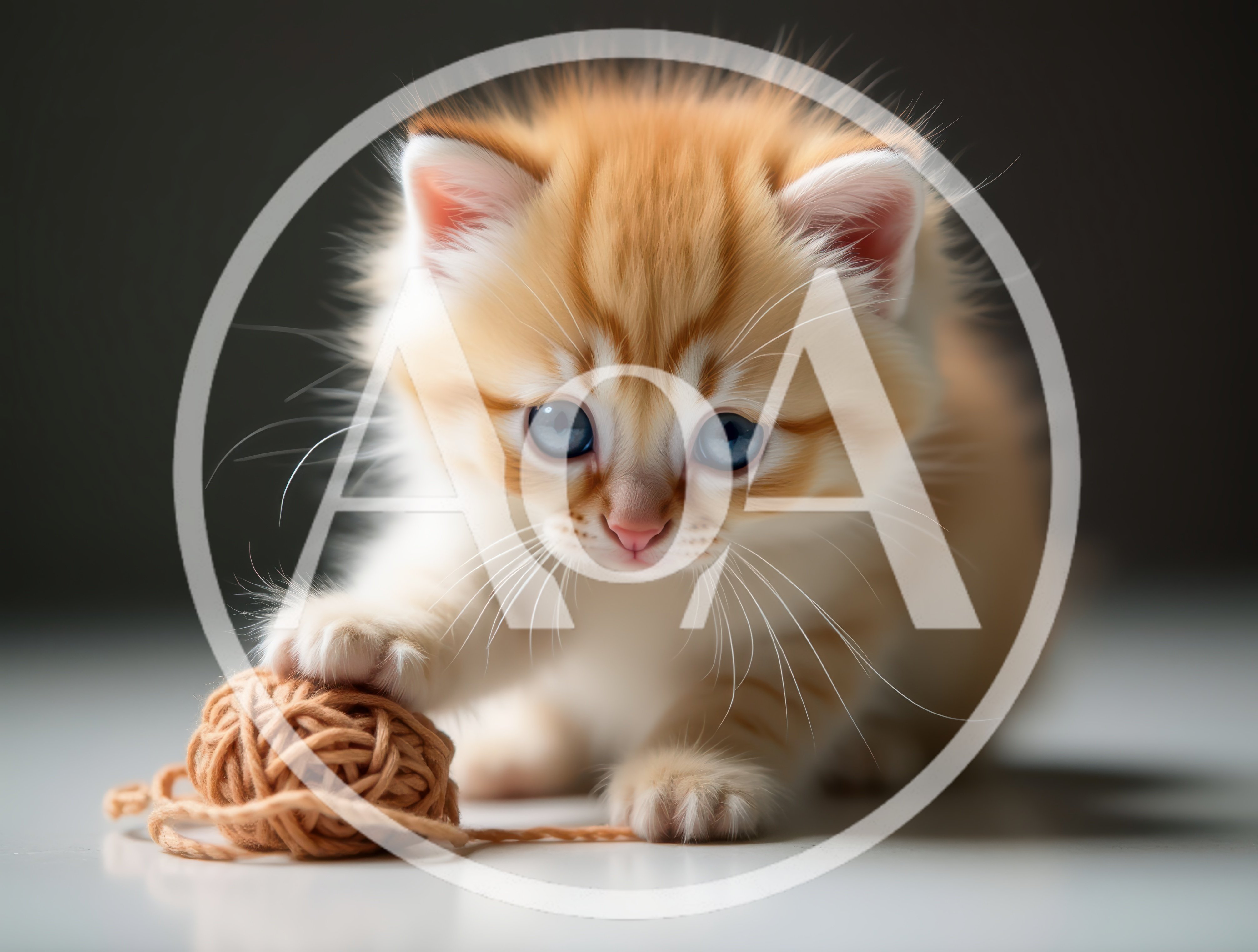 Adorable Fluffy Ginger Kitten Playing With Yarn Ball
