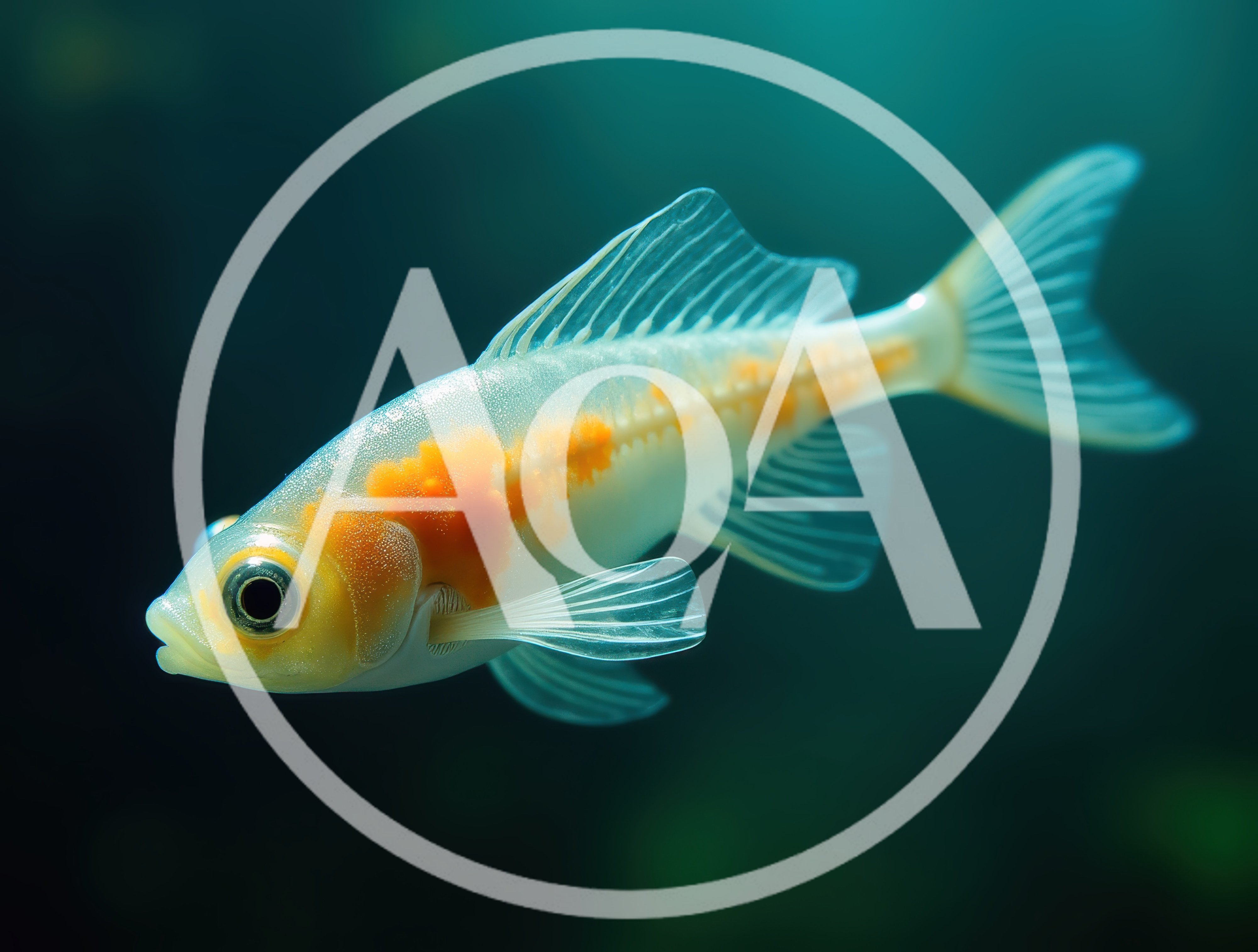 Translucent Goldfish Swimming In Dark Aquatic Environment