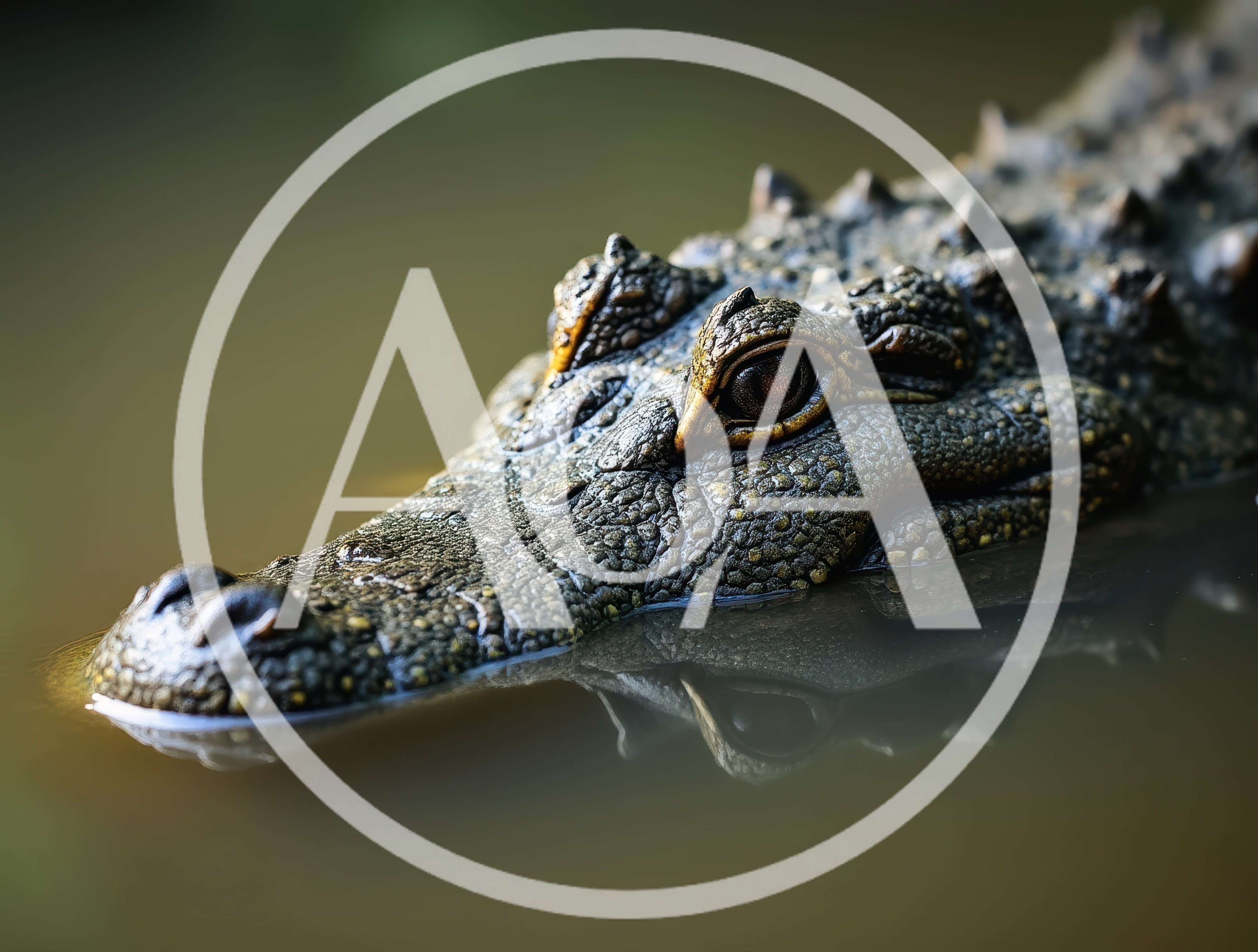 Close Up Of A Crocodile Head In Murky Water