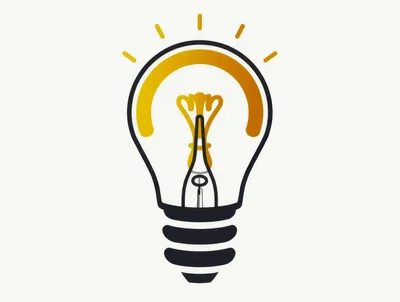 Minimalist Light Bulb Icon With Glowing Yellow Filament
