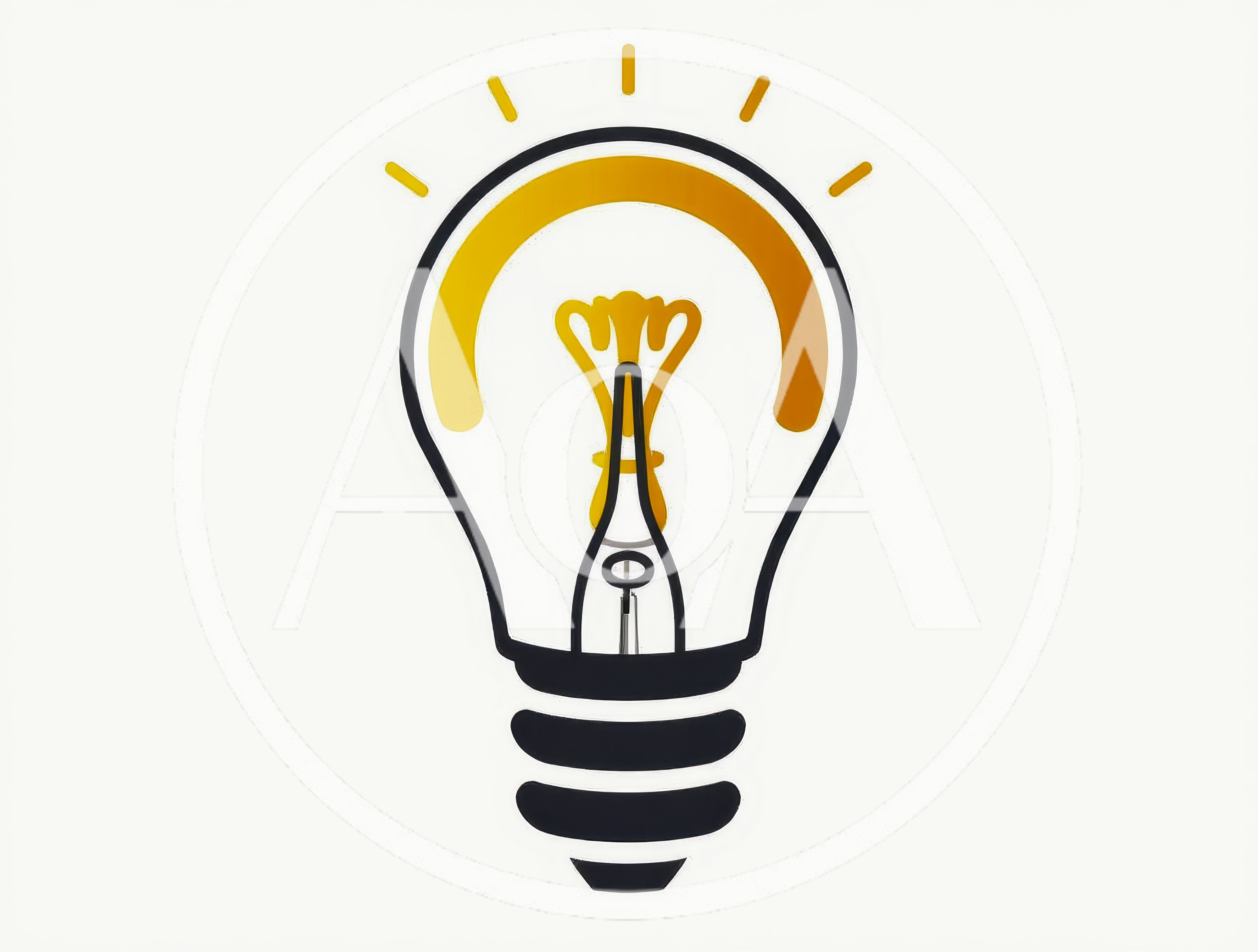 Minimalist Light Bulb Icon With Glowing Yellow Filament