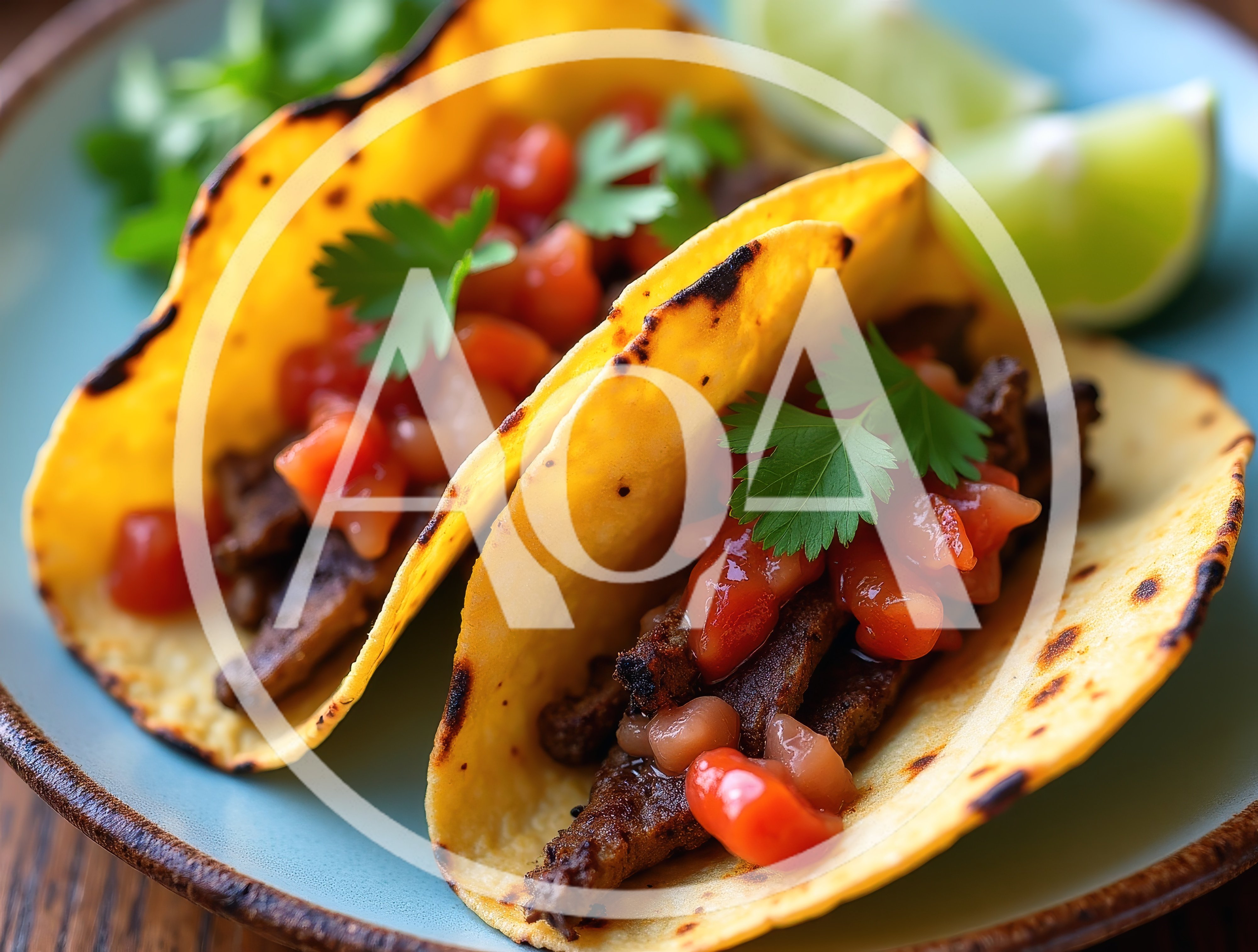 Two Delicious Carne Asada Tacos On A Plate