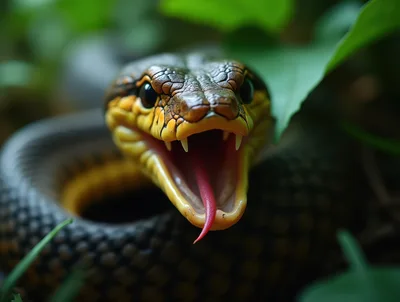Close Up Of A Snake With Open Mouth