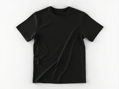 Black T-Shirt Mockup On White Background