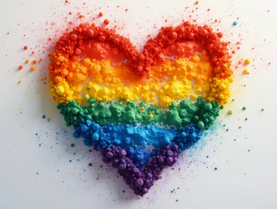 Rainbow Colored Powder Heart Shape
