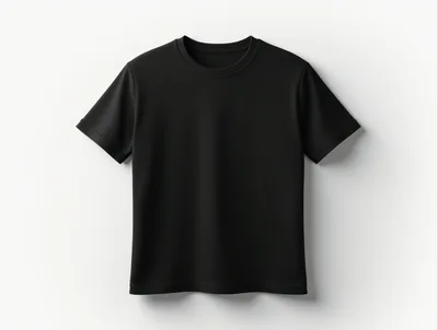 Black T-Shirt Mockup on White Background