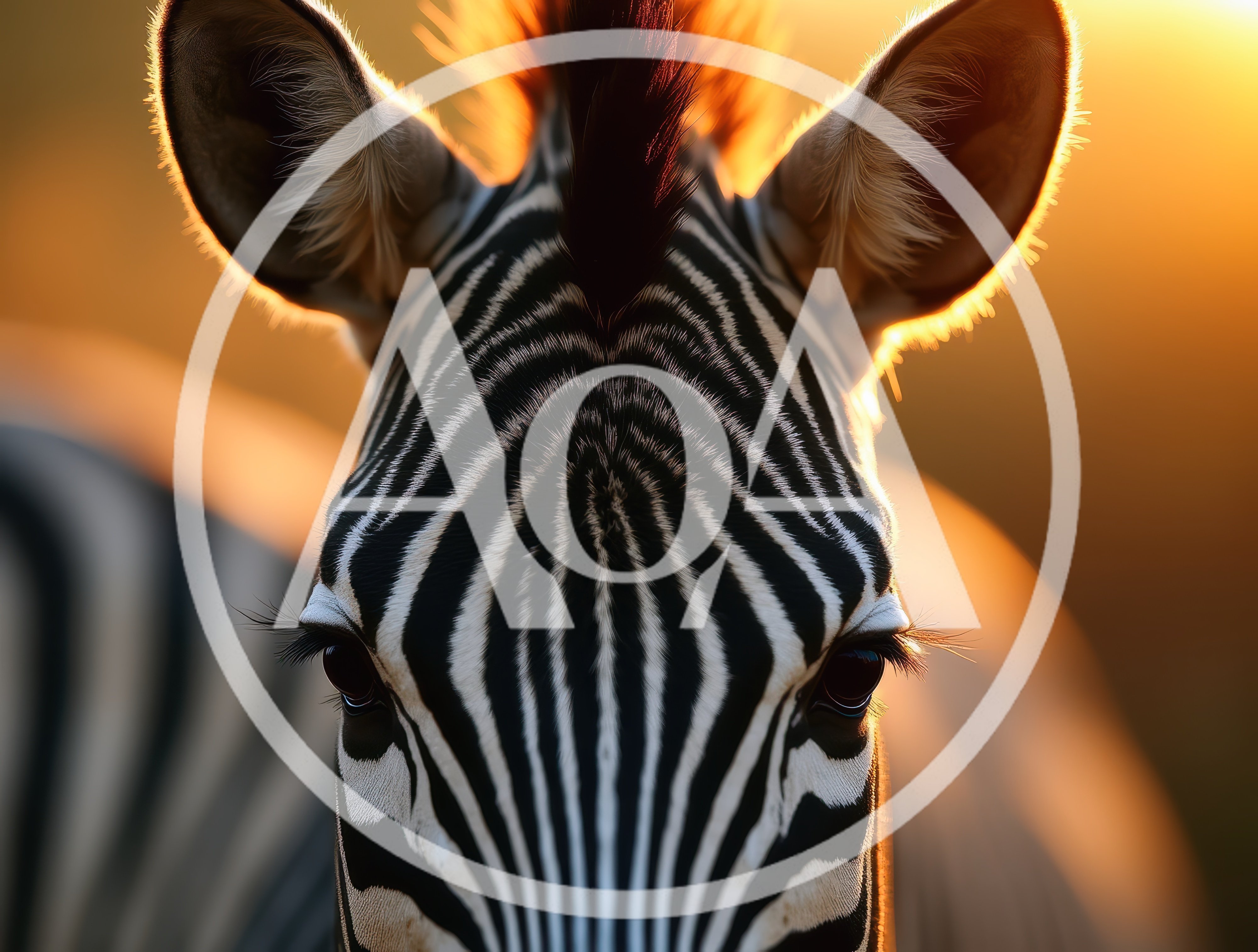 Close Up Portrait Of A Zebra At Sunset