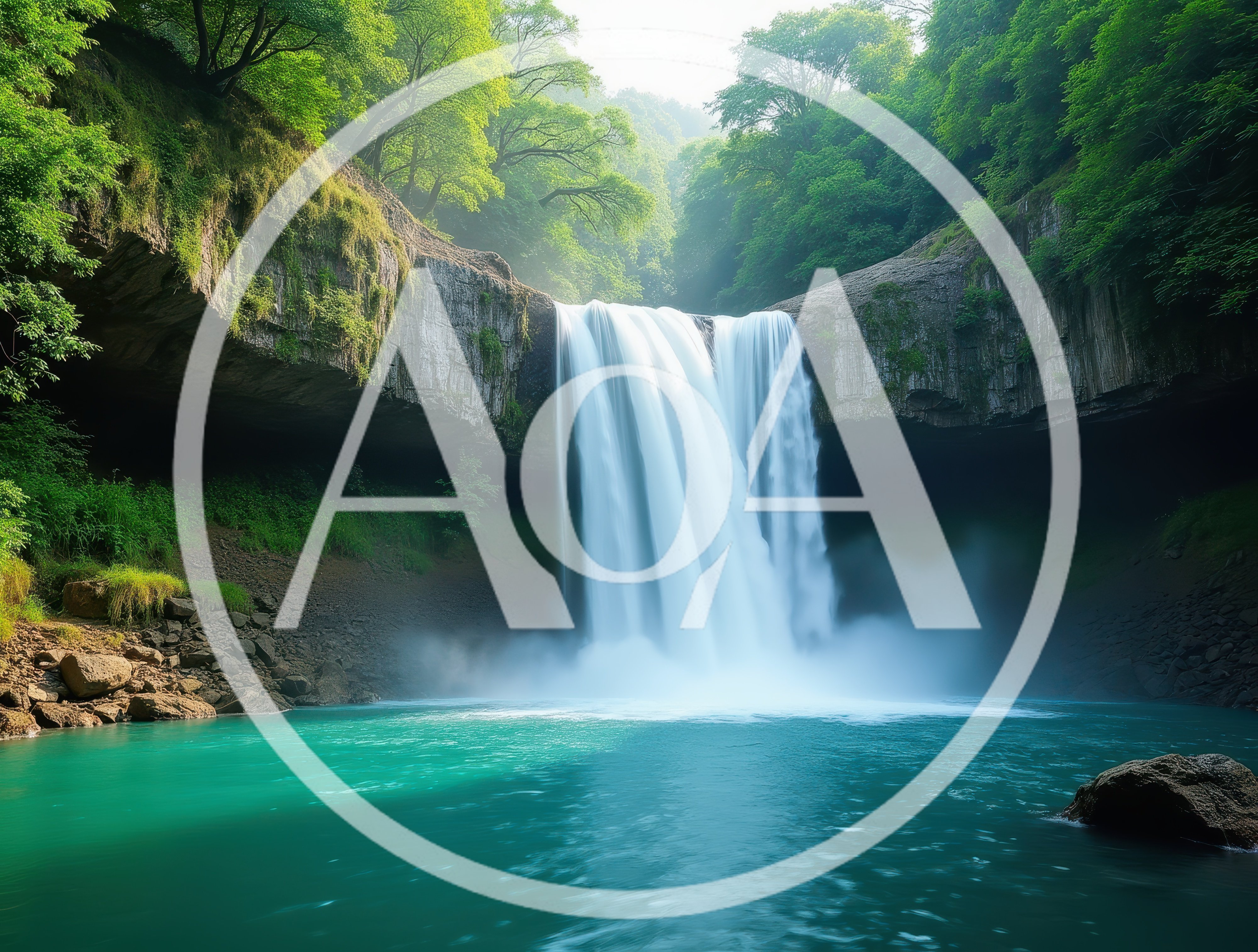 Majestic Waterfall Cascading Into A Turquoise Pool