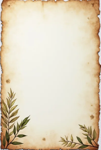 Vintage Parchment Paper With Botanical Leaf Illustrations