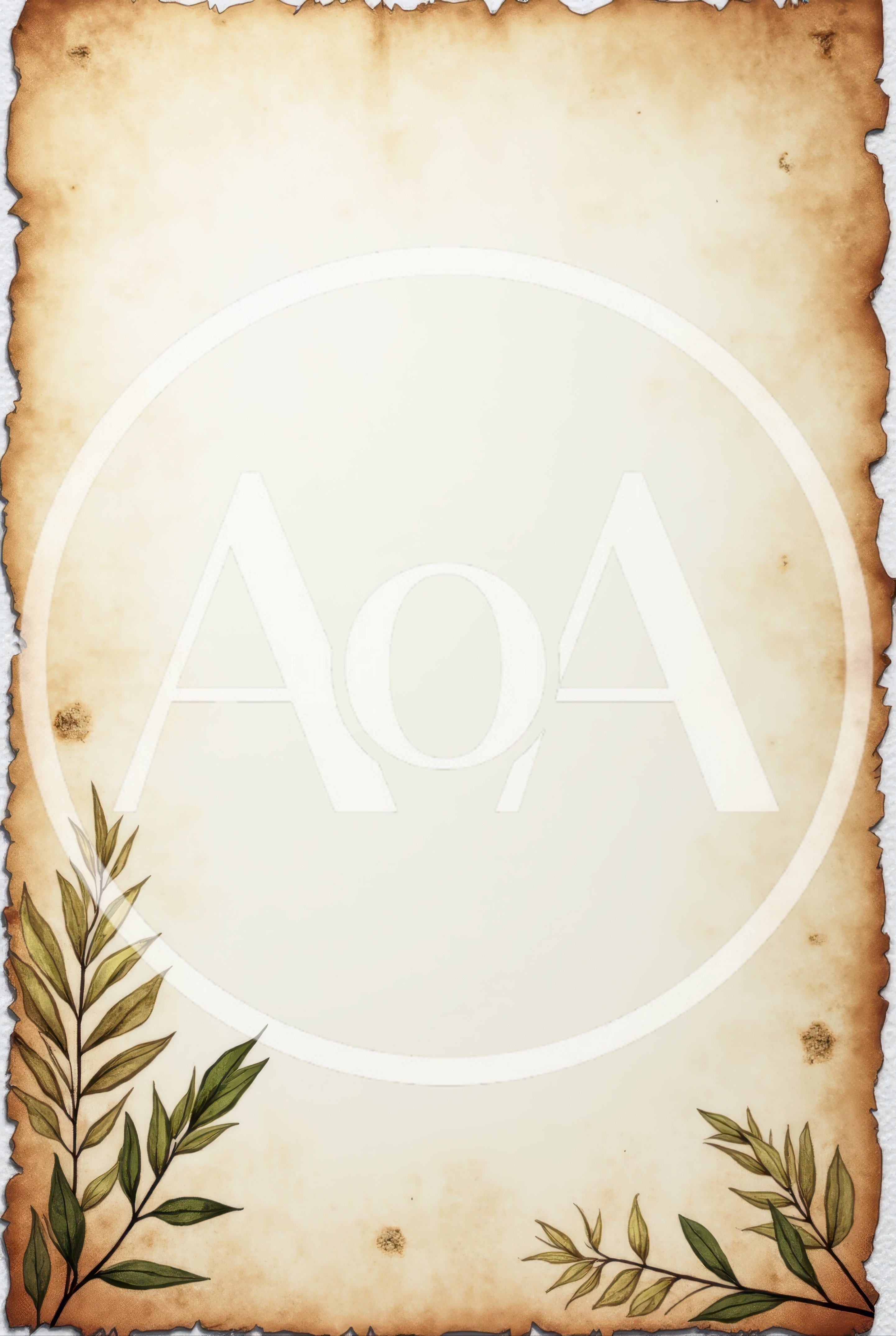 Vintage Parchment Paper With Botanical Leaf Illustrations