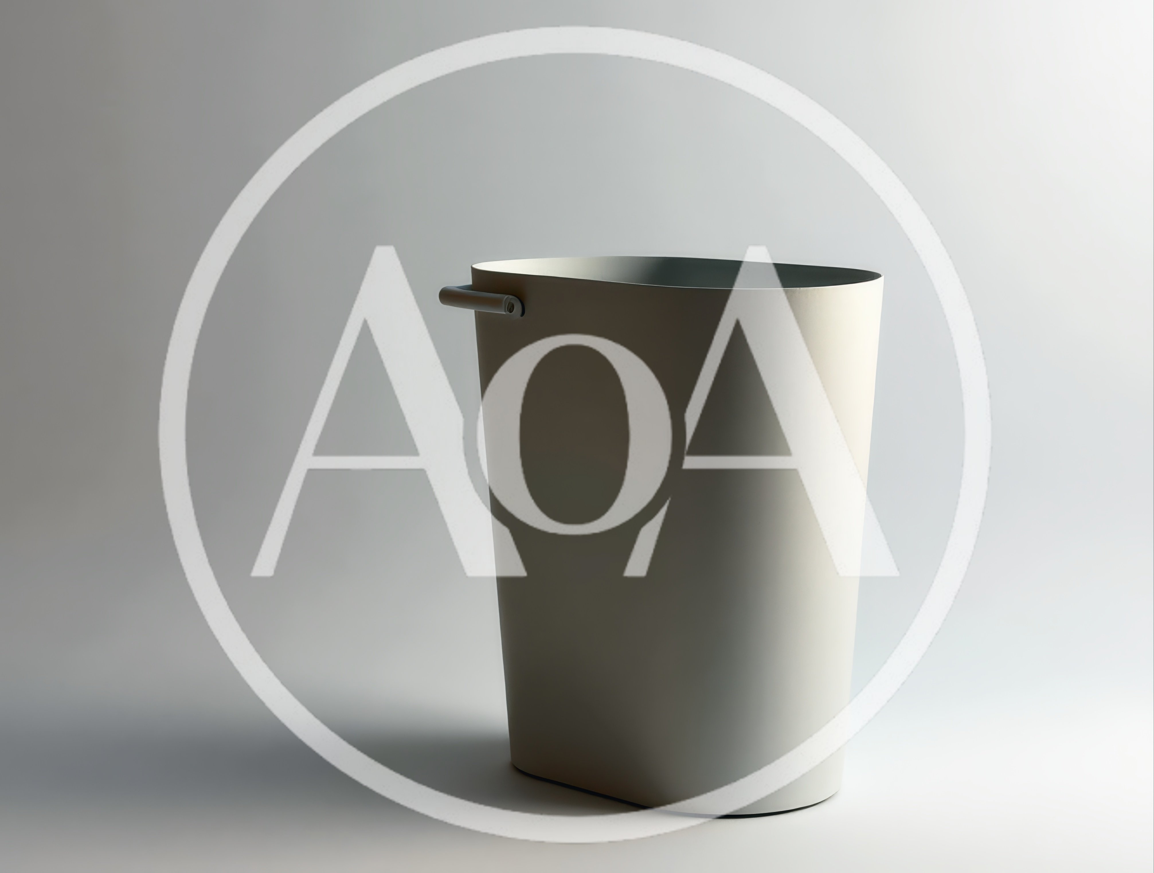 Minimalist White Wastebasket On A Plain Background