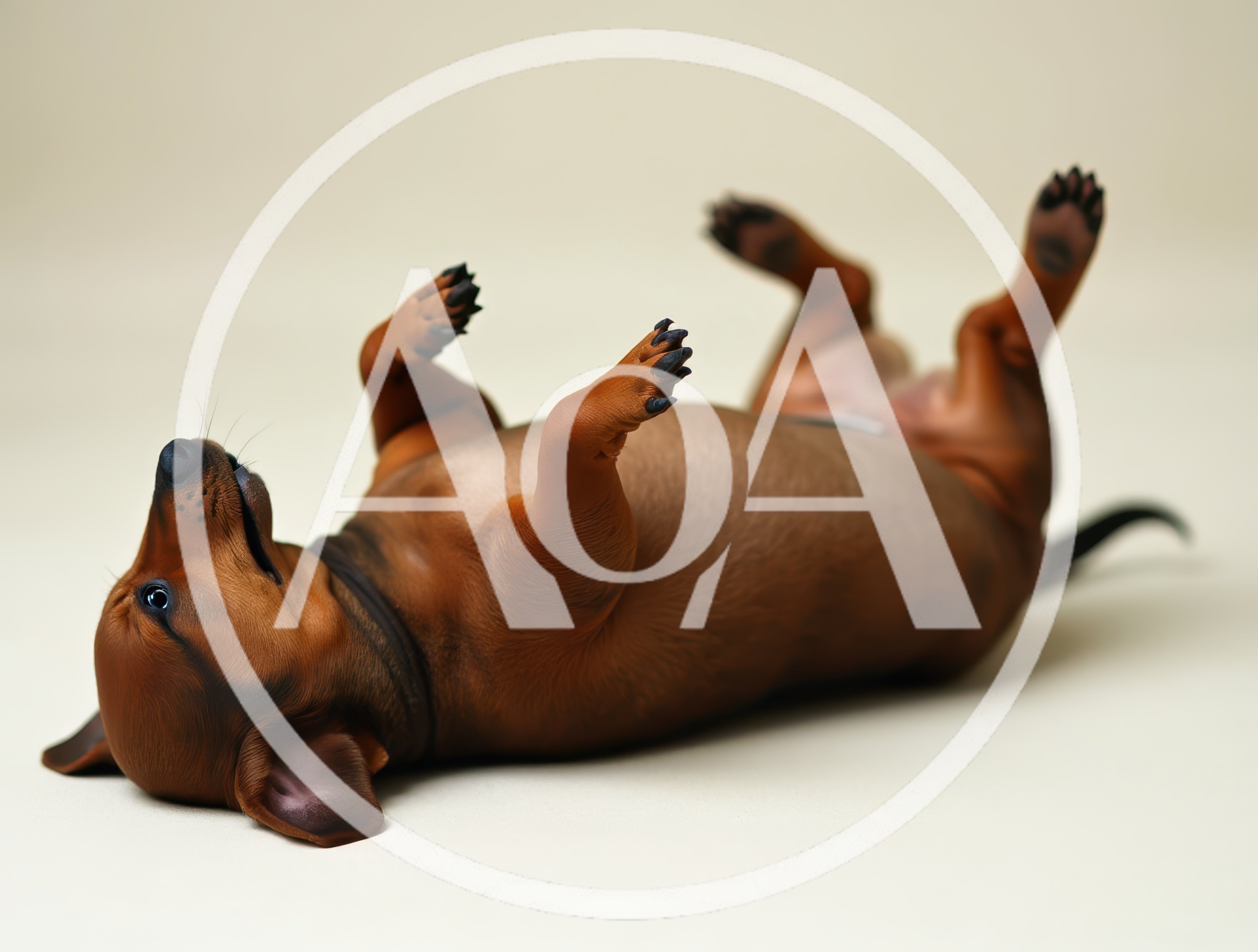 Cute Dachshund Puppy Lying On Its Back