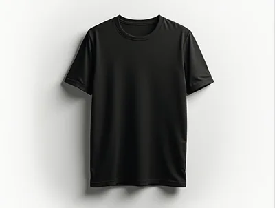 Black T-Shirt Mockup On White Background