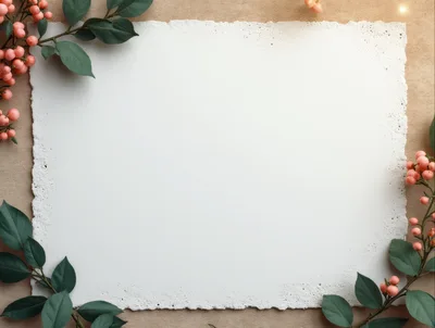 Blank Paper Sheet With Decorative Pink Berries And Leaves