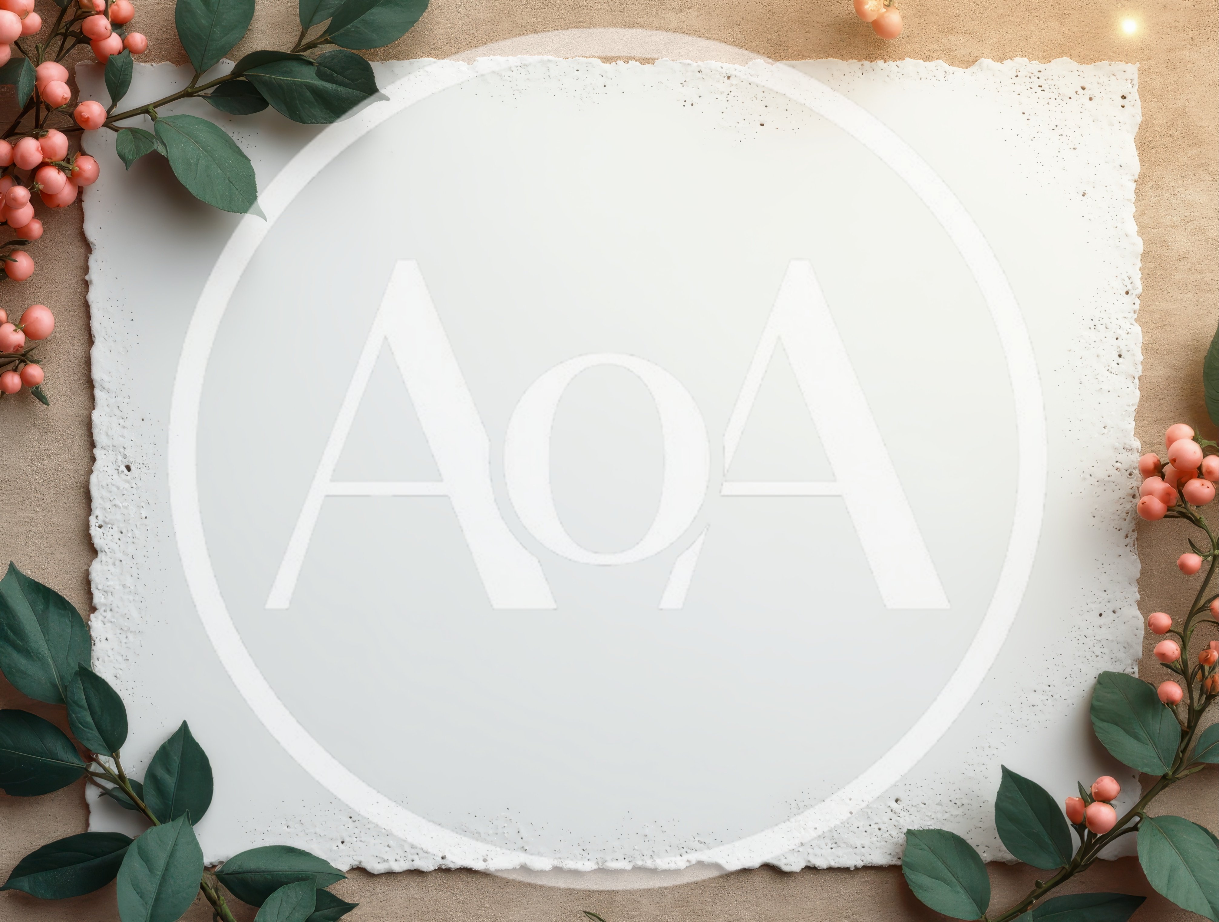 Blank Paper Sheet With Decorative Pink Berries And Leaves