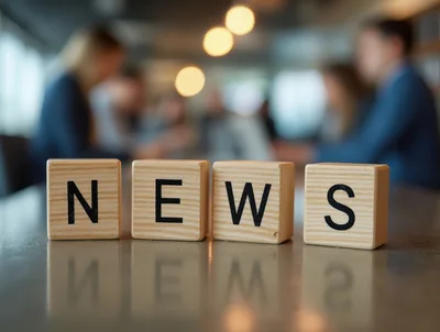 Wooden Blocks Spelling News on Office Table