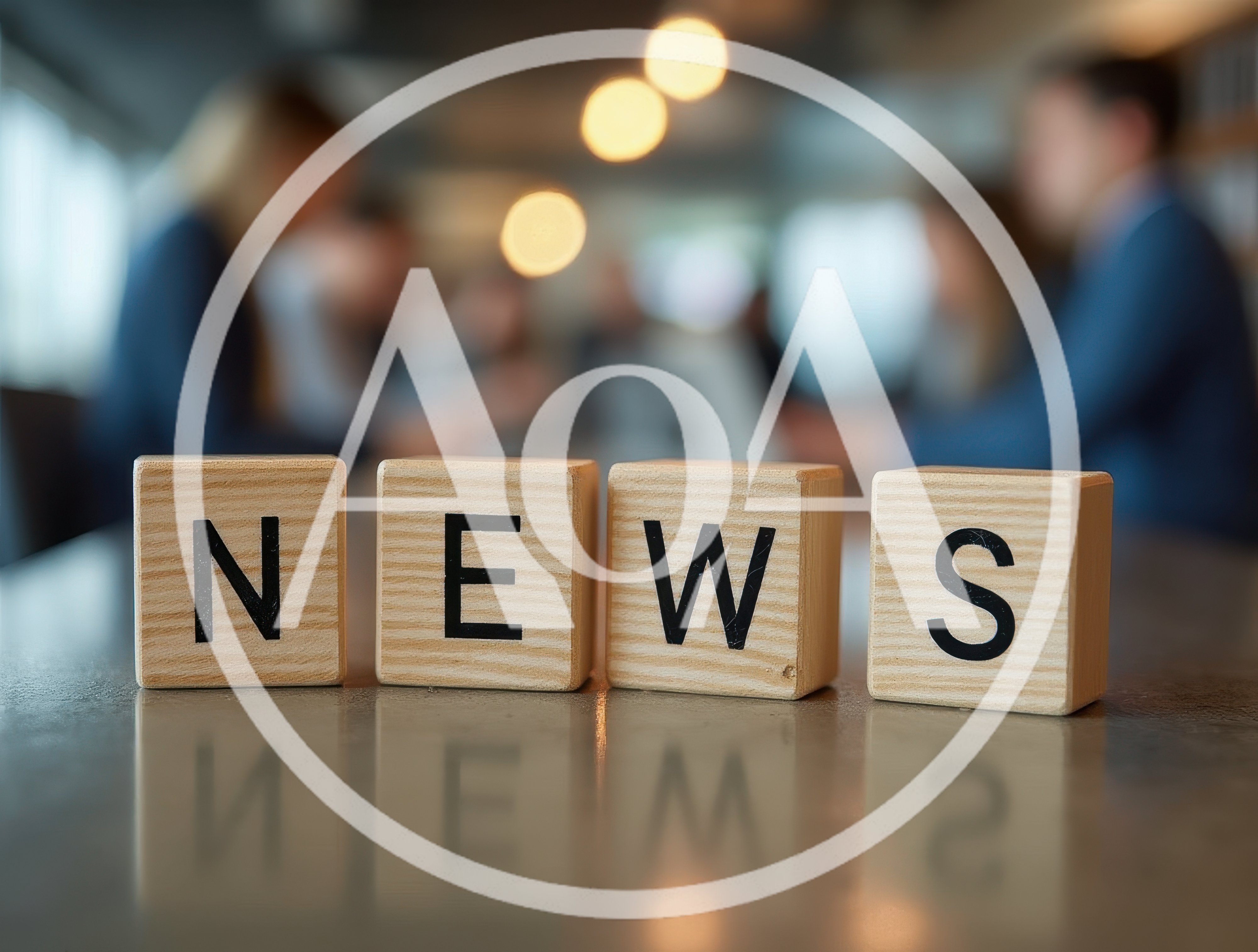 Wooden Blocks Spelling News on Office Table
