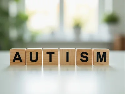 Wooden Blocks Spelling The Word Autism On A Table