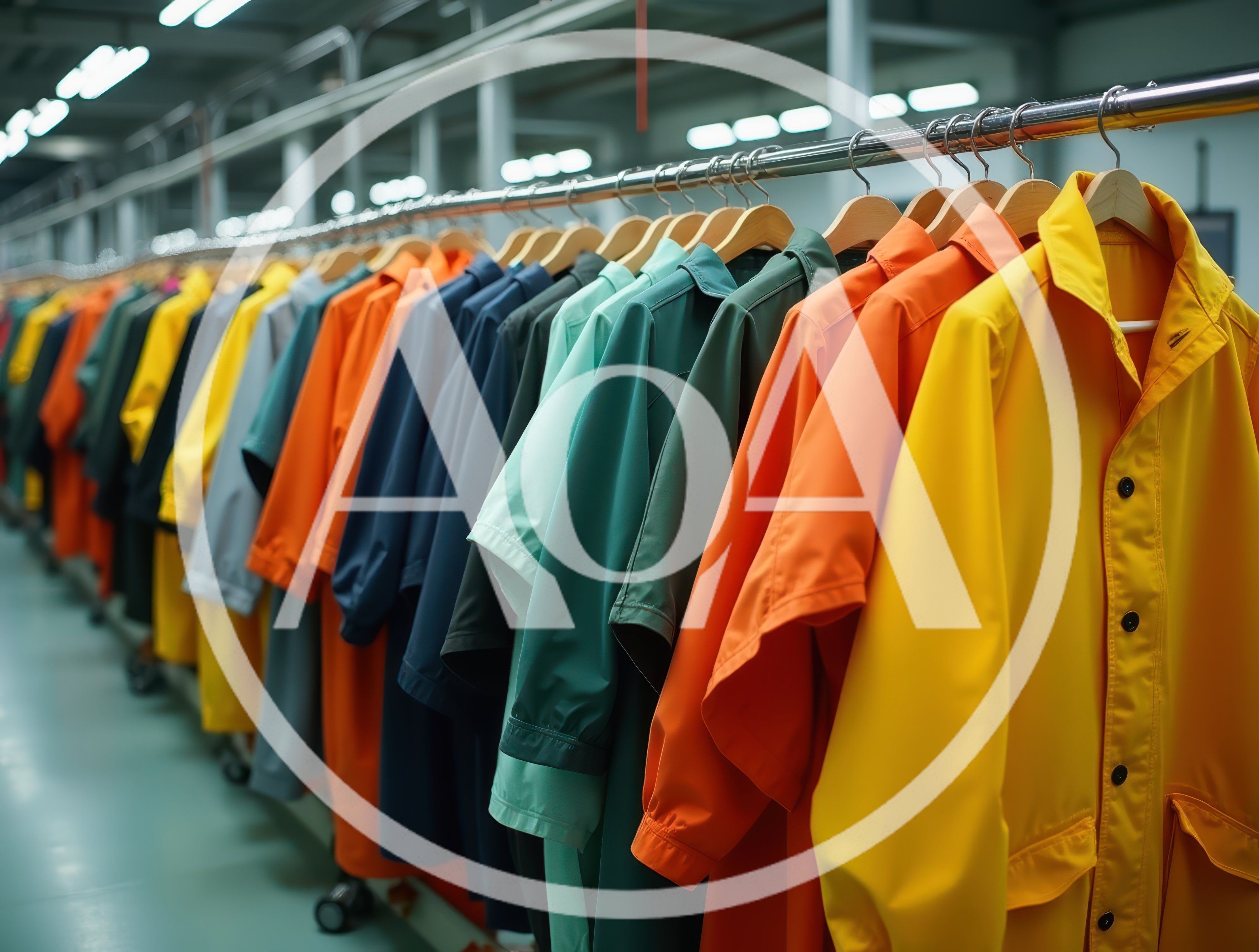 Rows Of Colorful Raincoats Hanging On A Clothing Rack